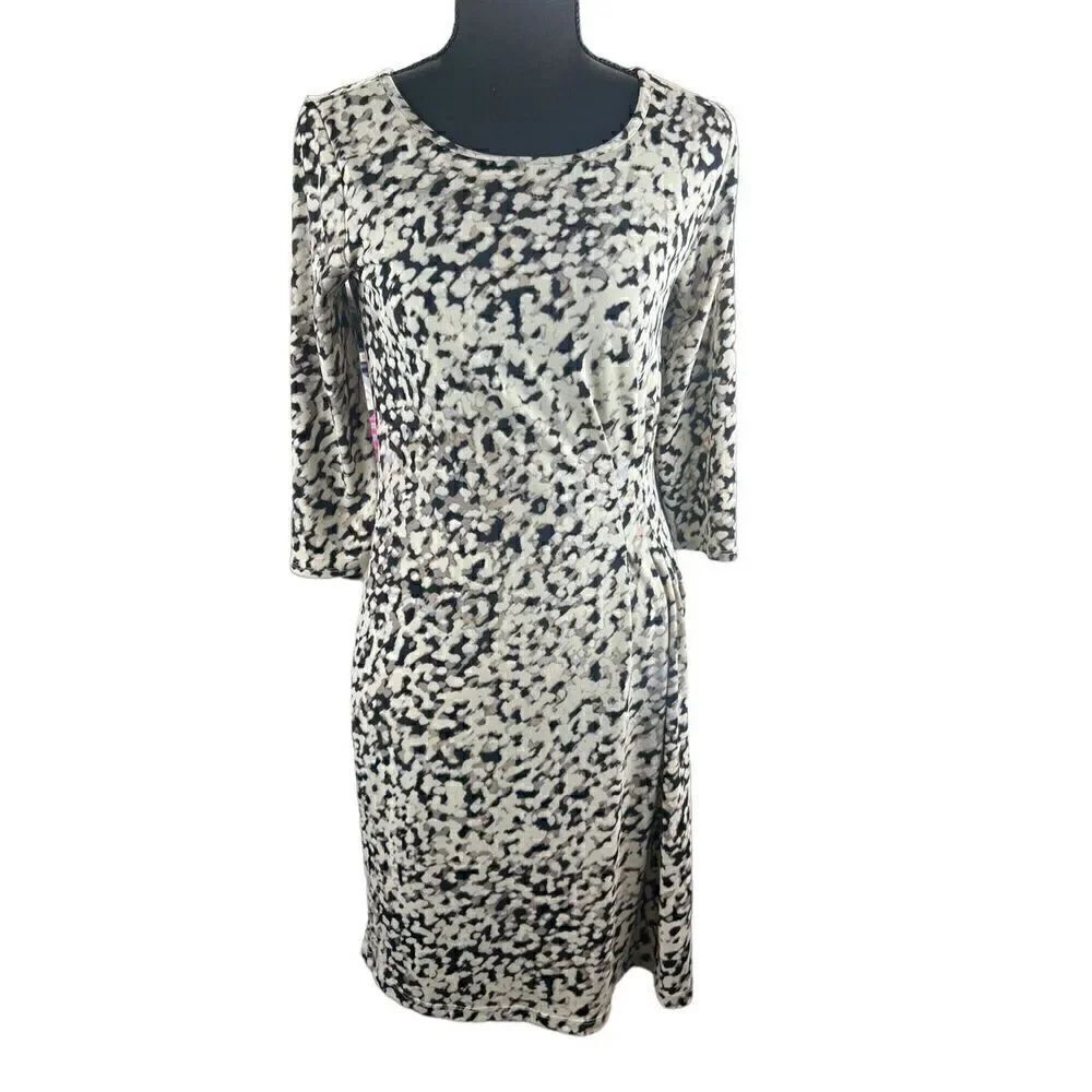 Ann Taylor Factory Women’s small speckled Brown black Casual Dress 3/4 sleeve